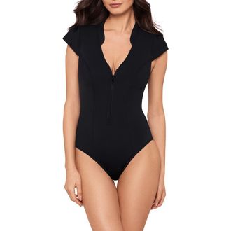Magic Suit By Miraclesuit Clara Scuba Underwire One-Piece Swimsuit in Black at Nordstrom, Size 14