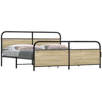 vidaXL Vidaxl - Estructura De Cama Sin Colch&oacute;n Metal Roble Sonoma 183x213 Cm