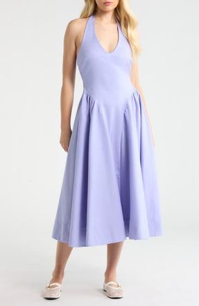 ASTR the Label Meana Halter Neck Cotton Blend Dress in Periwinkle at Nordstrom, Size X-Small