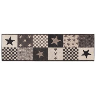 vidaXL Alfombra De Cocina Estrellas Grises 150 X 45 Cm 100% Poliamida Vidaxl