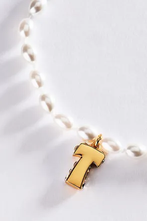 Anthropologie Pearl Initial Necklace