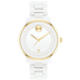 Movado Bold Verso White Dial Ceramic Womens Watch 3600934
