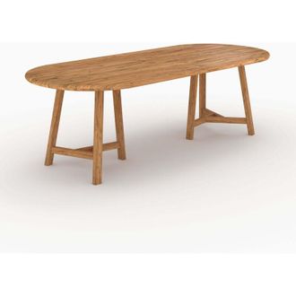 Rendez-Vous D&eacute;co Rendez-vous D&eacute;co - Mesa De Jard&iacute;n Ovalada De Madera De Teca Reciclada Para 10 Personas - Bora