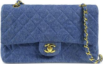 Chanel 1990 medium Double Flap shoulder bag - Blue