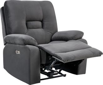 Beliani Sill&oacute;n Reclinable Moderno De Terciopelo Reclinable El&eacute;ctricamente Gris Oscuro Bergen