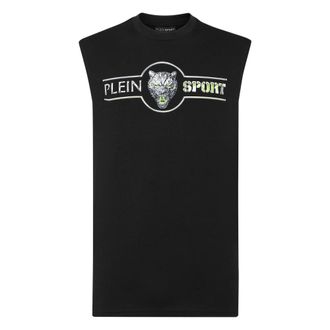 Plein Sport Tops, Heren, Zwart, L, Katoen, Tank Top Chrome Scratch Edition