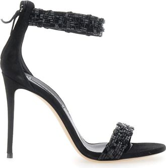 Casadei Julia Godyva Sandaal - Dames - Sandalen met hakken - Zwart - 41 EU - Leer - Schoenen
