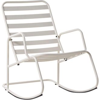 Beliani Sedia a dondolo da giardino moderna in metallo Design a doghe per esterni Alluminio bianco sporco Turi
