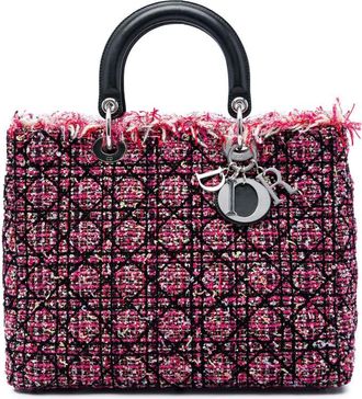 Dior Pre-owned Dior Large Tweed Cannage Fringe Lady Satchel Ladies A0YKT1239PLGN3QP