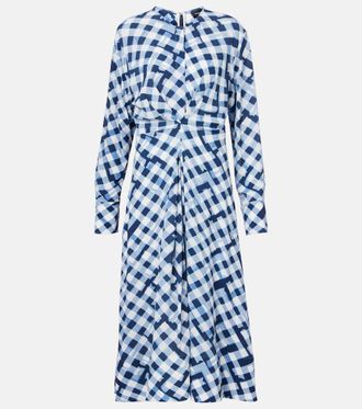 Proenza Schouler Checked gathered midi dress
