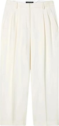 Luisa Cerano Taps toelopende cropped broek met decoratieve plooien - Dames - Vrijetijds broeken - Wit - XL - Broeken