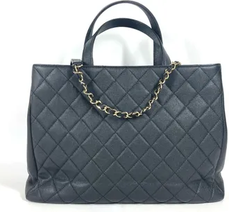 Chanel Black Grained Calfskin Shoulder Bag Tote Bag (Pre-Owned)
