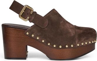 Chlo&eacute; Jeannette Wedge Clog - Dames - Klompen - Bruin - 38 EU - Leer - Schoenen