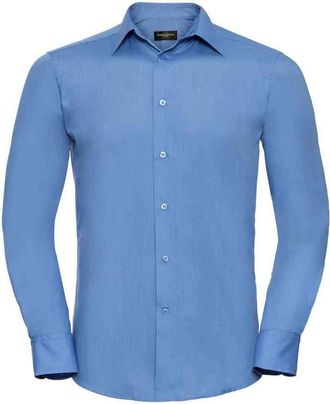 Russell Athletic Russell Collection Heren Polycotton Easy-Care Formeel Overhemd met Lange Mouwen (Bedrijfsblauw)