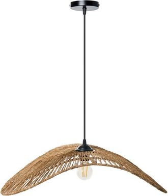 Beliani Lámpara colgante asimétrica de yute tejida estilo boho con bombilla abierta hecha a mano salón comedor iluminación natural Yaguez