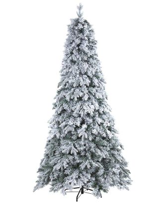 Nearly Natural 8Ft. Flocked Vermont Mixed Pine Artificial Christmas Tree With 600 Led Lights