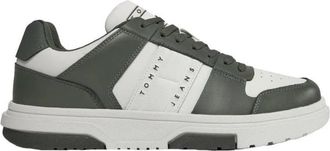 Tommy Hilfiger Leather Green Sneaker - Heren - Sneakers - Groen - 41 EU - Leer - Schoenen