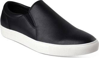 Alfani Emmett Sneakers Mens Black Leather Platform Slip On Shoes ZAP2368