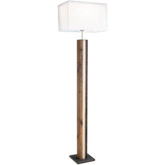 Globo Lighting Forest Lámpara de pie con pantalla de aspecto madera oscura, 1 bombilla E27 regulable