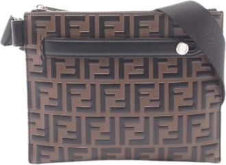 Fendi Pre-owned PVC Coated Canvas Leather Shoulder Bag - Zucchino - Dames - Vintage Schoudertas - Bruin - ONE Size - Leer - Vintage
