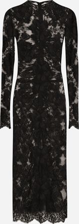 Dolce & Gabbana Calf-length Floral Lace Dress - Woman Dresses Black 36