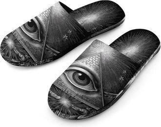 Generic All-seeing Eye Freemasons Mens Cozy Memory Foam Slippers Warm Cotton House Shoes Comfy Slipper for Indoor Outdoor
