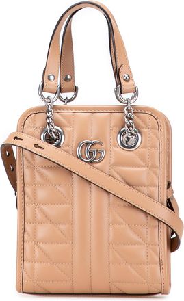 Gucci Pre-owned Womens Gg Marmont Quilted Top Handle Bag - Beige Leather - One Size