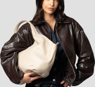 Alexander Smith Rachel Large shoulder bag in dark ivory tumbled leather