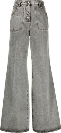 Etro embroidered flared jeans - women - Cotton/Polyester - 26 - Grey