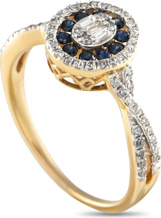 Luxury Bazaar 14K Yellow Gold 0.40ct Diamond and Sapphire Ring RN32570-Y