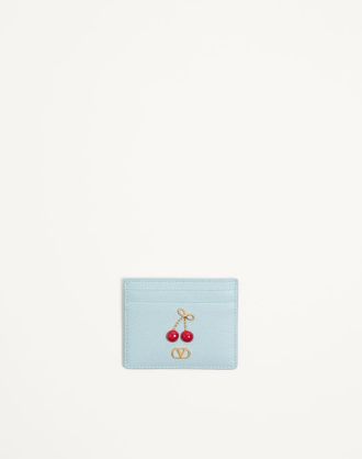 Valentino Garavani Portacarte Cherryfic In Vitello Granato Donna BLU PORCELLANA UNI