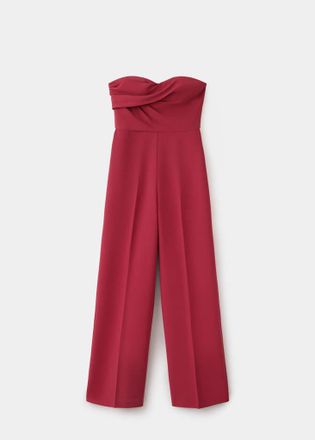 Mango Tuta monospalla con scollo a cuore arricciato rosso - Donna - XS - MANGO