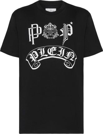 Philipp Plein T-Shirt Ronde Hals SS Gothic met Kristallen - Heren - T-shirts - Zwart - 3XL - Katoen - Tops