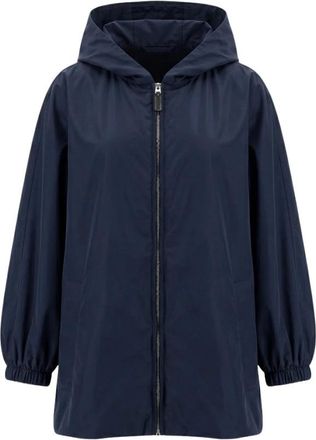 Max Mara Jas met capuchon - Dames - Jassen - Blauw - Maat: 2XS Zijde