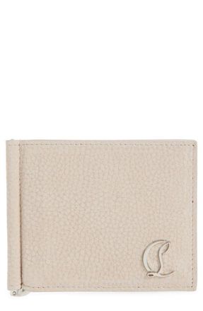 Christian Louboutin Mooncrest Leather Bifold Wallet with Money Clip in Bg3E-Beige/Silver at Nordstrom