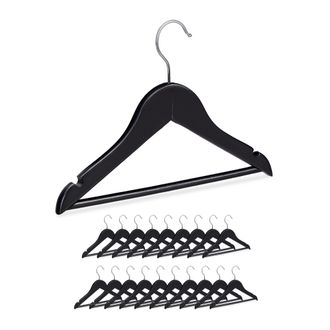 Relaxdays Pack 100 Perchas Infantiles Con Gancho Giratorio, Madera, Ni&ntilde;os Y Ni&ntilde;as, 19,5 X 30,5 X 1 Cm, Negro