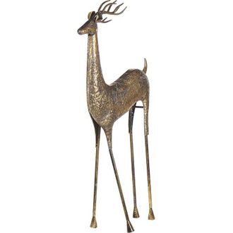 Beliani Figura Decorativa Dorada De Metal Acabado Brillante 126 Cm Adorno Navide&ntilde;o Pello