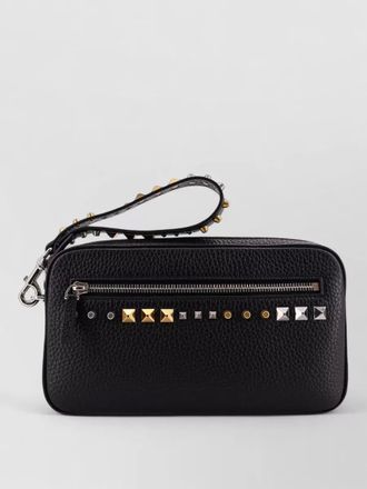 Valentino Garavani leather clutch bag studs wrist strap