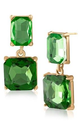 Jardin Princess Cut Crystal Drop Earrings in Green/Gold at Nordstrom Rack