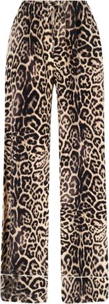 Ermanno Scervino Brown Silk Pajama Trousers, Animalier Pattern