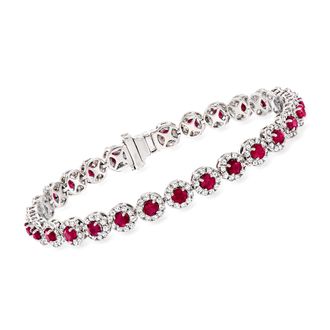 Ross-Simons Ruby and Diamond Tennis Bracelet in 14kt White Gold