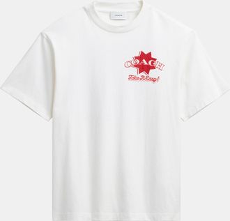 Coach Womens Pizza Relaxed T-Shirt In Organic Cotton - White - Size X-Small
