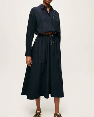 Veronica Beard Bates Bungee Midi Skirt In Navy