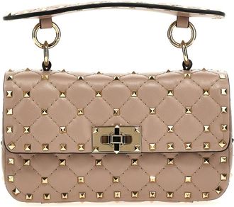 Valentino Garavani Tassen, Dames, Roze, ONE Size, Leer, Small Rockstud Spike Bag