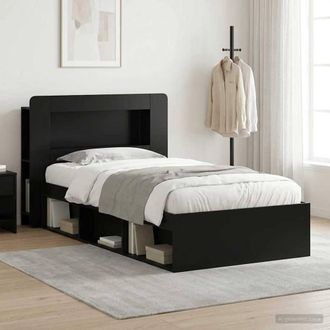 Berkfield Home Bed Frame with Storage Black 100 x 200 cm Engineered Wood