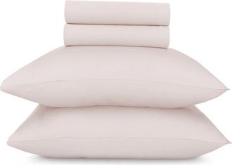 California Design Den Signature Comfort 100% Egyptian Cotton Soft Sateen Sheet Set in Soft Rose at Nordstrom, Size California King