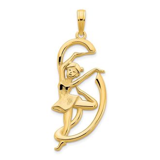 Diamond2Deal 14k Yellow Gold Gymnast Ribbon Pendant