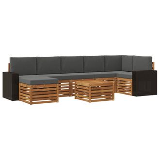 vidaXL Conjunto De Sof&aacute;s De Exterior 8 Pcs Natural Y Antracita Vidaxl