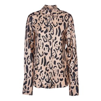 Sportmax Sportmax, Shirts, female, Brown, Size: S Animal Print Silk Shirt