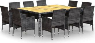 vidaXL Set De Comedor De Jard&iacute;n 11 Pzas Rat&aacute;n Sint&eacute;tico Gris Vidaxl